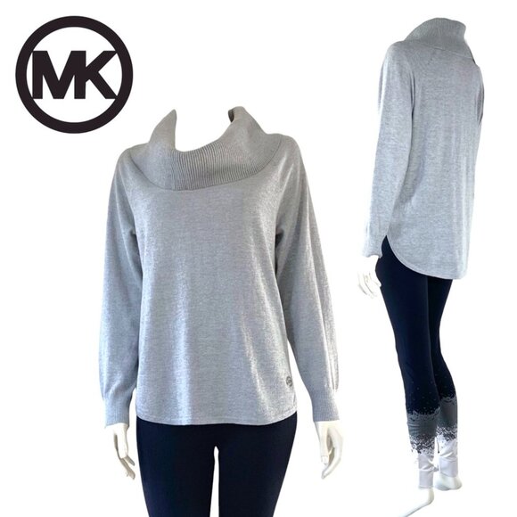 _ Michael Kors Cowl Neck Heather Gray Knit Top - Size S - Picture 1 of 9